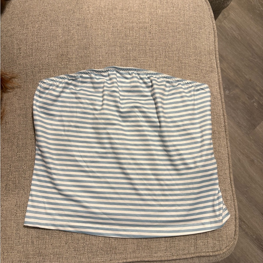 SHEIN Blue and White Striped Crop Top